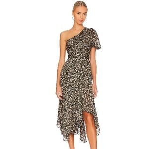 Astr Santorini Dress in Black and Tan Floral